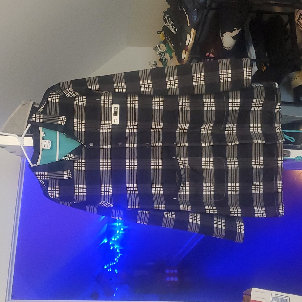 Rhude x Puma Button Up Grey & Torquoise  Jacket Size Large